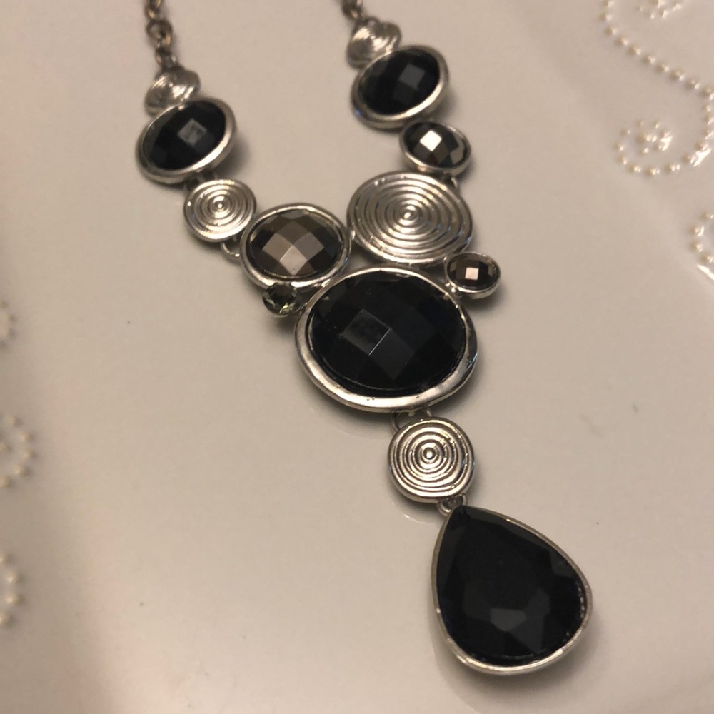 Black and Silver bib boutique Necklace